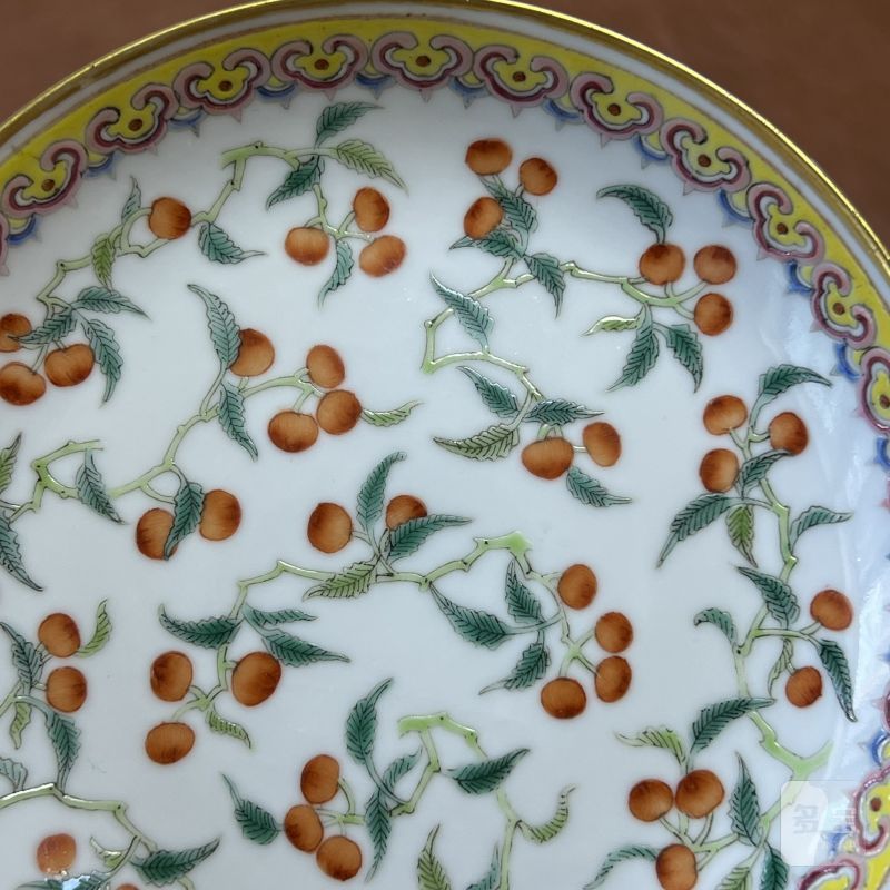 清光绪 粉彩樱桃纹盘 - 图7